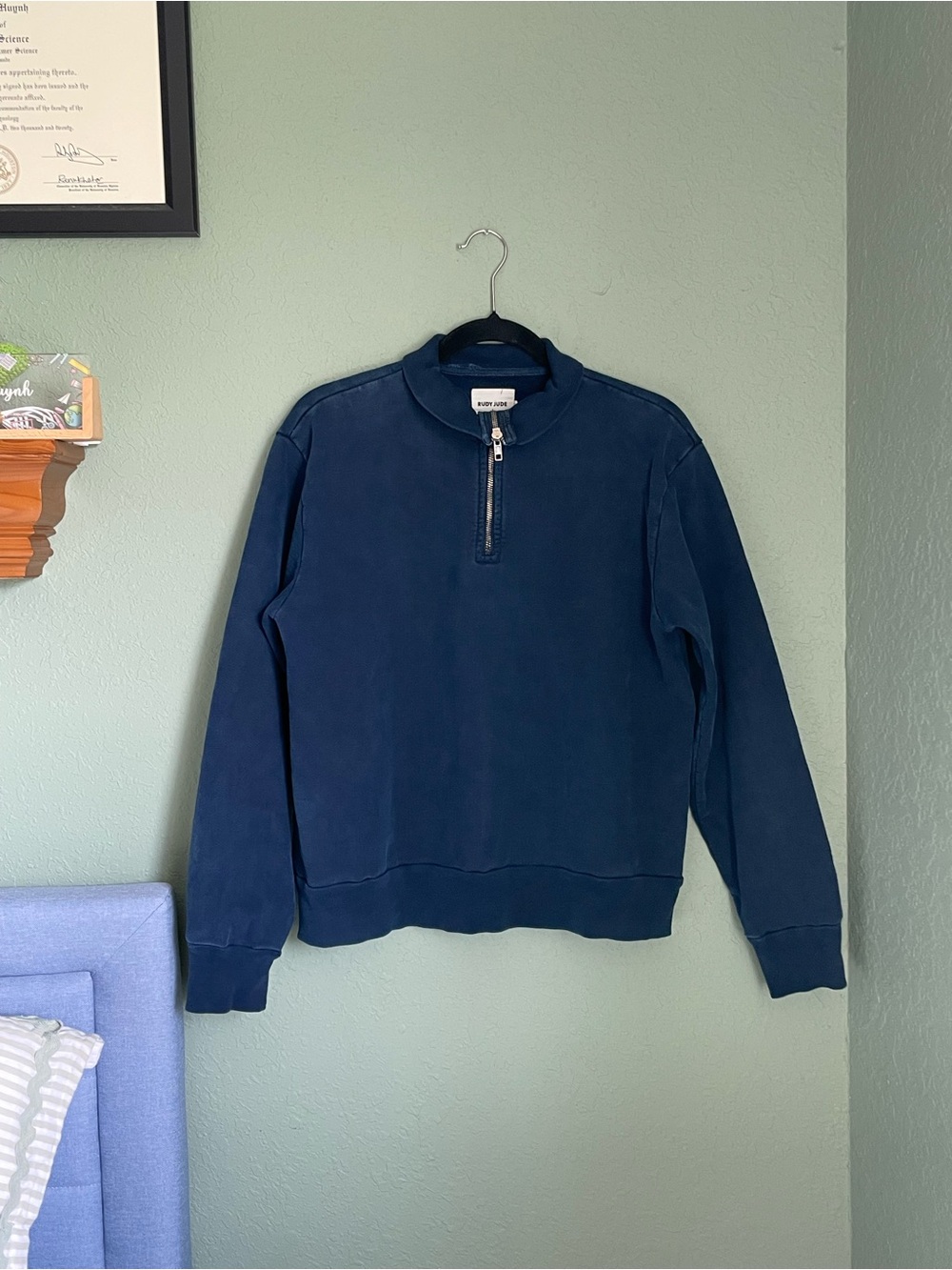 Rudy Jude Adult Half Zip Sweatshirt Size M Indigo Blue